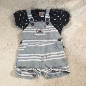 Dog sport matching boy shortalls and onesie